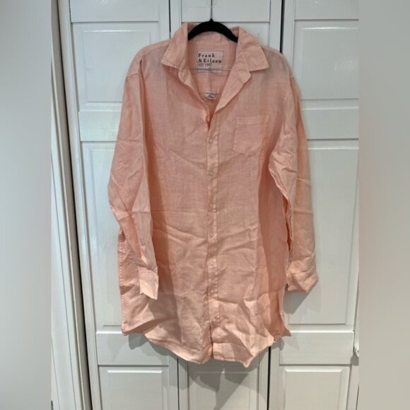 EUC Frank & Eileen Mary Linen Button Down Linen Shirtdress in Creamsicle - Picture 4 of 7